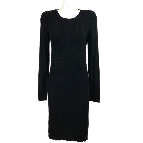 DAISY FUENTES Sweater Dress Fitted Ribbed Knit Long Sleeve Black Large - Picture 4 of 7